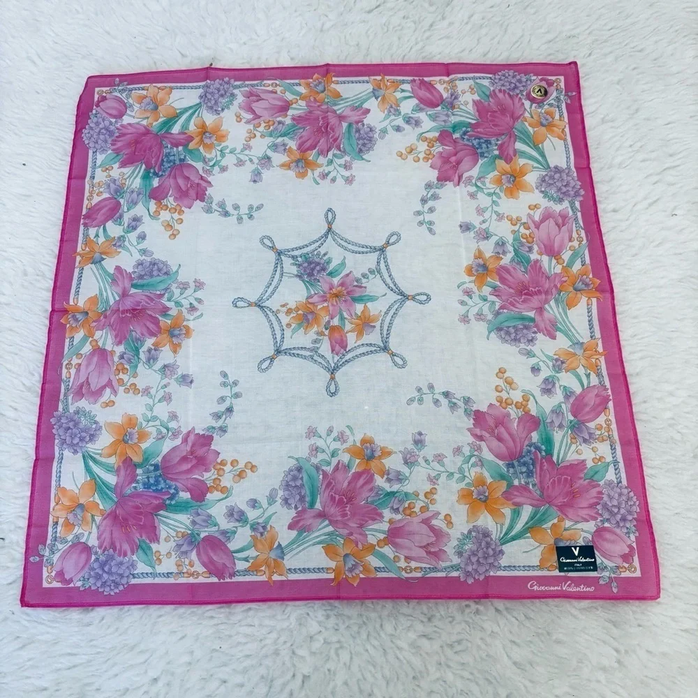 Giovanni Valentino Cotton Multicolor Handkerchief/Bandanna/Scarf 18”